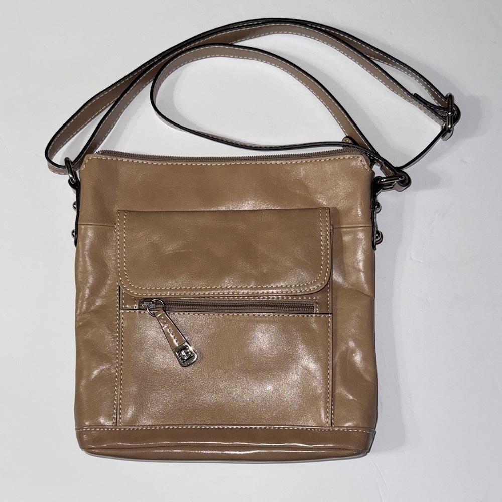 Giani Bernini Elegant Tan Genuine Leather Crossbody Bag Shoulder Bag
